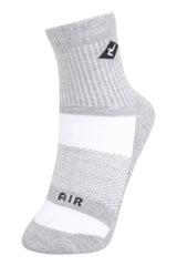 Techno Air Unisex Quarter Sports Socks – Zokni 3 Pair Pack in Light Grey