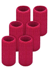 Sports Wrist Sweatbands - 6 Pack for Athletics & Workouts ( Maroon ) - Zokni