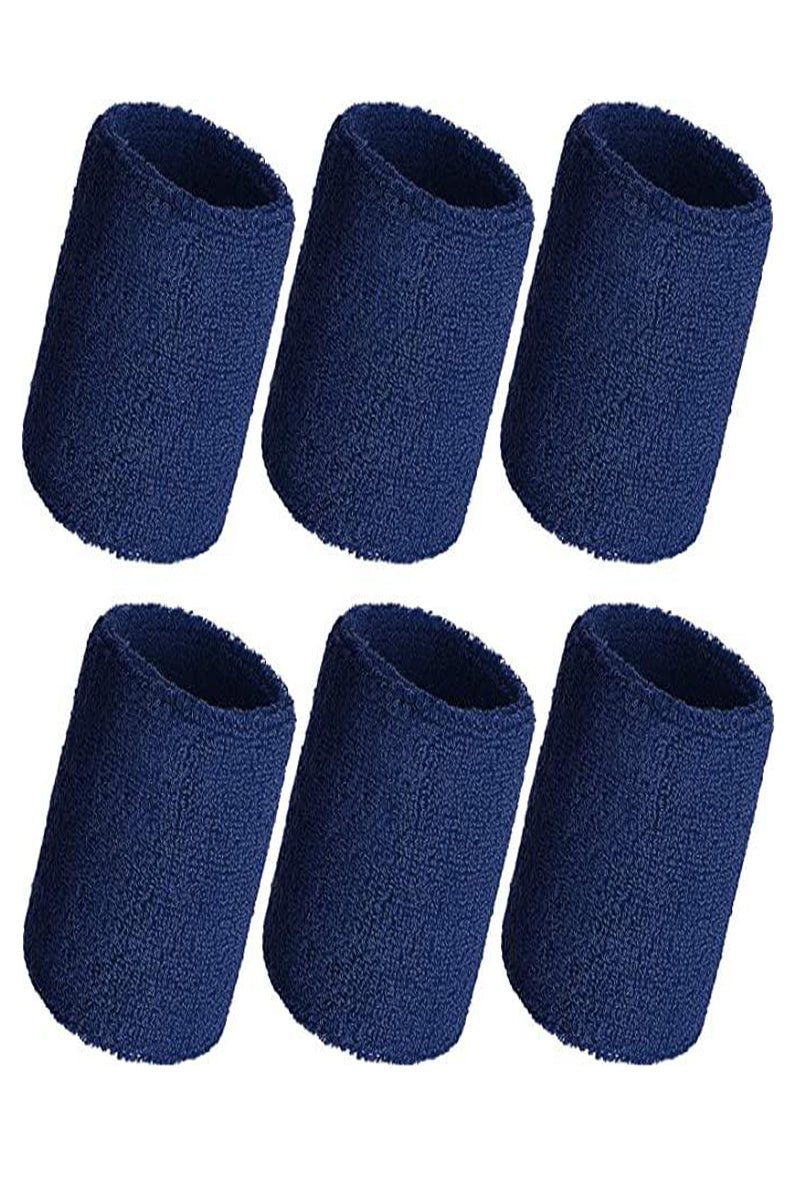 Durable Navy Blue Wristbands – 6-Pack for All-Day Sports Comfort- Zokni