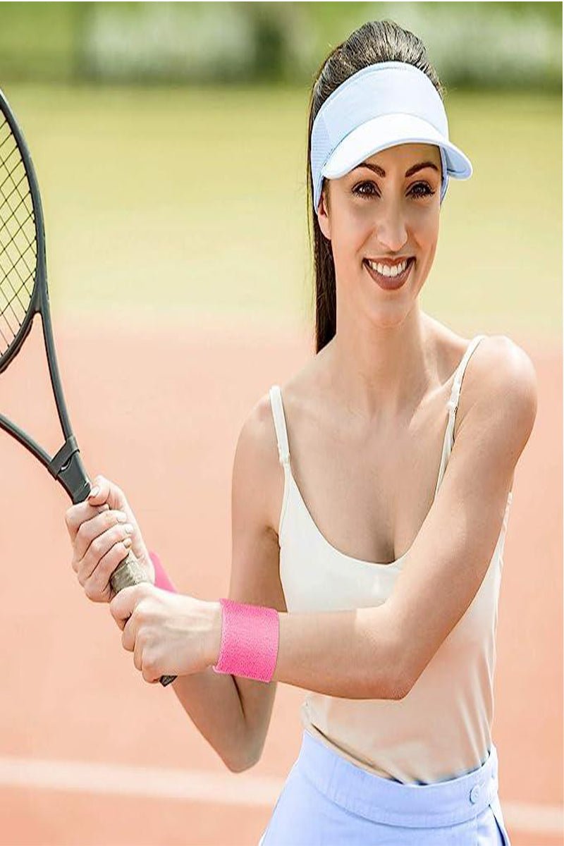 Sports Wrist Sweatbands - 6 Pack for Athletics & Workouts ( Pink ) - Zokni