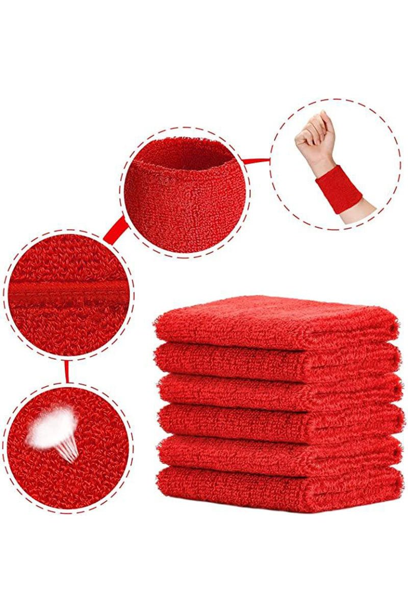 Zokni InfernoGrip Sports Wrist Sweatbands– Red Hot 6-Pack for Fitness - Zokni