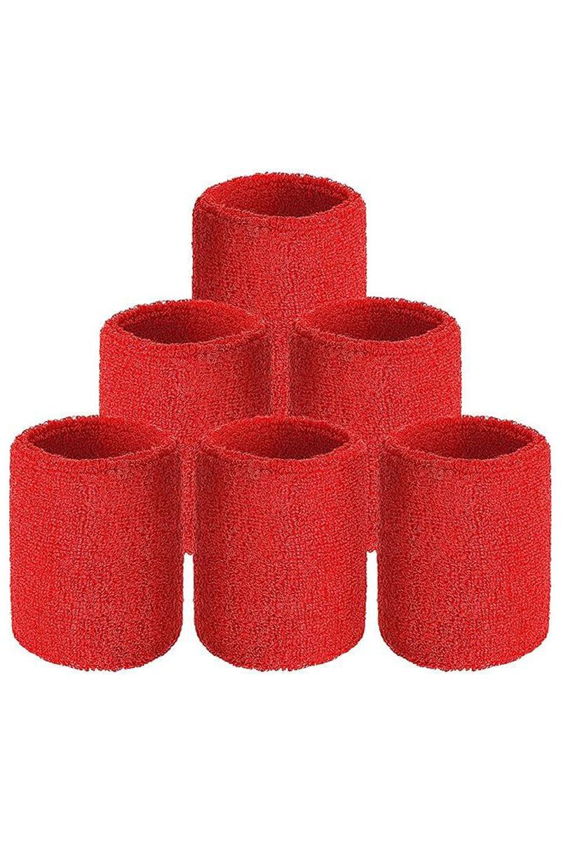 Zokni InfernoGrip Sports Wrist Sweatbands– Red Hot 6-Pack for Fitness - Zokni