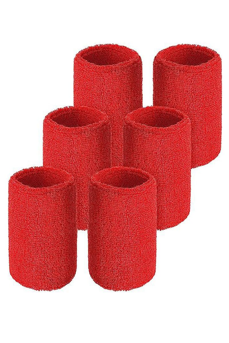 Zokni InfernoGrip Sports Wrist Sweatbands– Red Hot 6-Pack for Fitness - Zokni