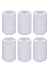 Sports Wrist Sweatbands - 6 Pack for Athletics & Workouts ( White ) - Zokni
