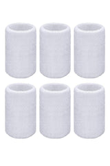 Sports Wrist Sweatbands - 6 Pack for Athletics & Workouts ( White ) - Zokni