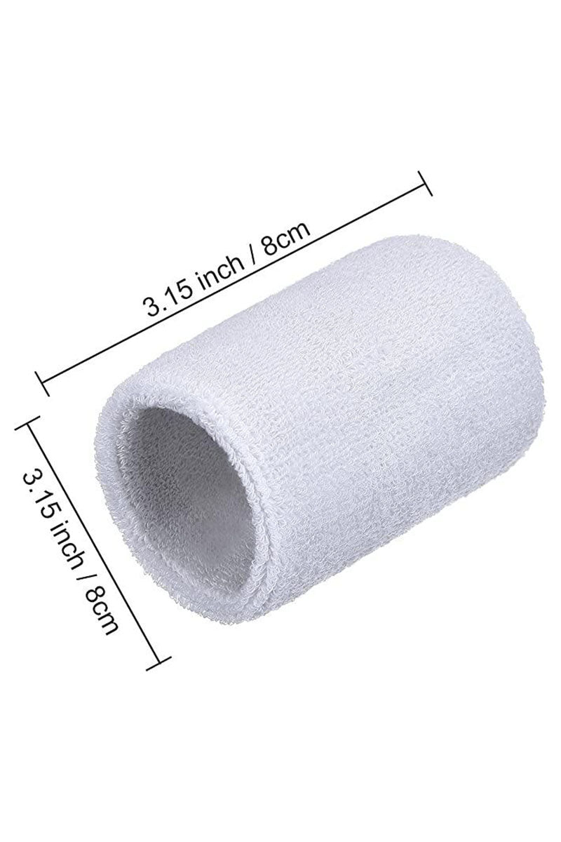 Sports Wrist Sweatbands - 6 Pack for Athletics & Workouts ( White ) - Zokni