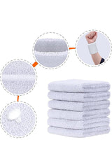 Sports Wrist Sweatbands - 6 Pack for Athletics & Workouts ( White ) - Zokni