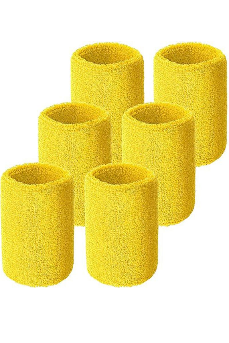 Sports Wrist Sweatbands - 6 Pack for Athletics & Workouts ( Yellow ) - Zokni