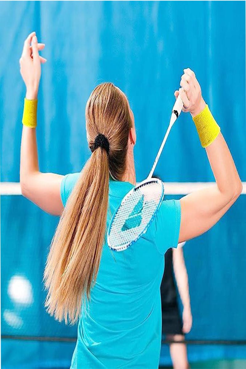 Sports Wrist Sweatbands - 6 Pack for Athletics & Workouts ( Yellow ) - Zokni