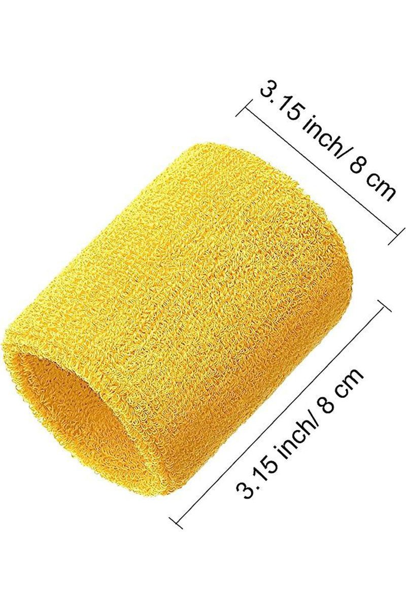Sports Wrist Sweatbands - 6 Pack for Athletics & Workouts ( Yellow ) - Zokni