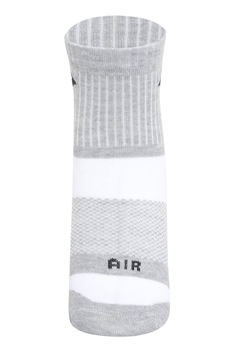 Techno Air Unisex Quarter Sports Socks – Zokni 3 Pair Pack in Light Grey
