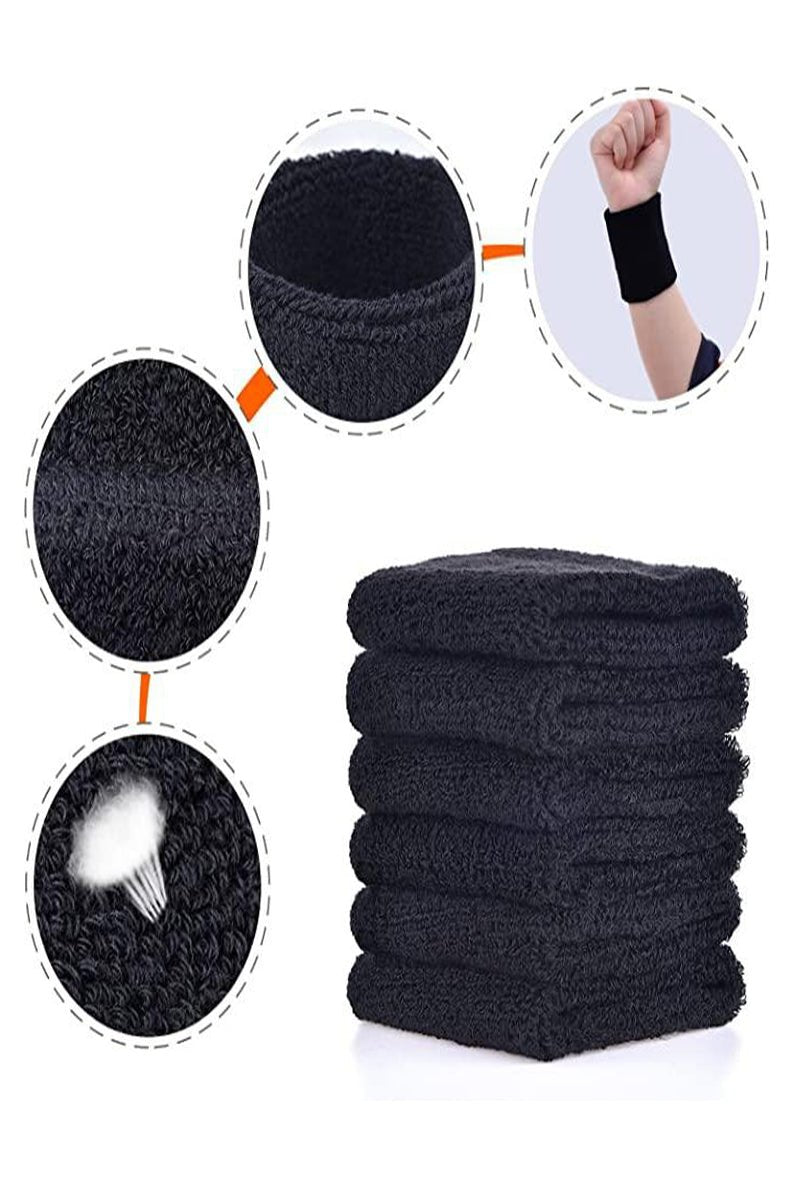 Zokni ShadowGrip Sweatbands – Black Edition, 6-Pack