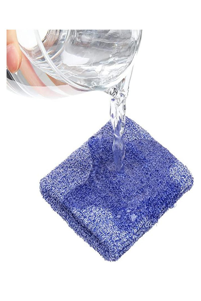 Sports Wrist Sweatbands - 6 Pack for Athletics & Workouts ( Blue & White ) - Zokni