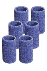 Sports Wrist Sweatbands - 6 Pack for Athletics & Workouts ( Blue & White ) - Zokni