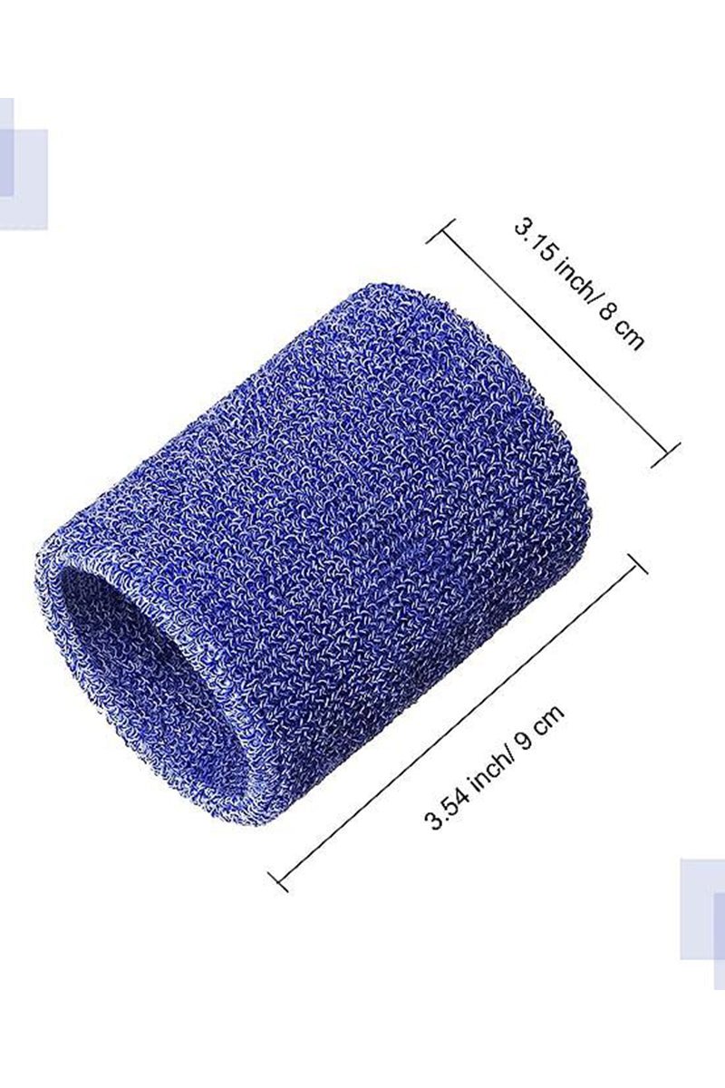 Sports Wrist Sweatbands - 6 Pack for Athletics & Workouts ( Blue & White ) - Zokni