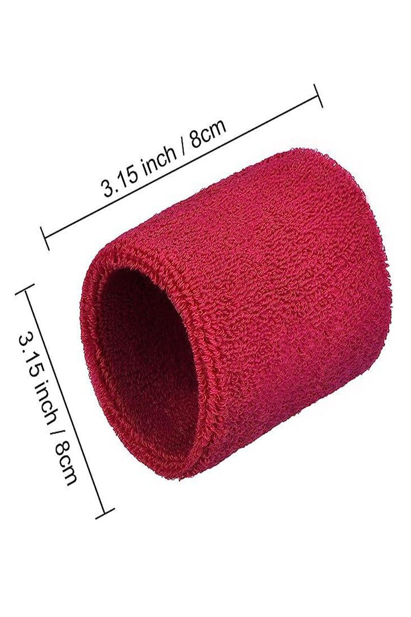 Sports Wrist Sweatbands - 6 Pack for Athletics & Workouts ( Maroon ) - Zokni