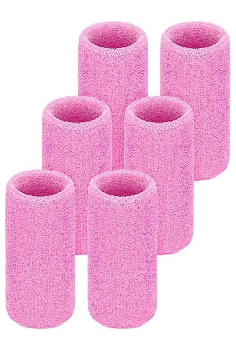Sports Wrist Sweatbands - 6 Pack for Athletics & Workouts ( Pink ) - Zokni